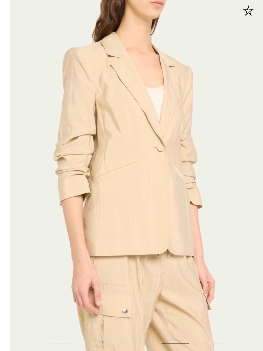 Cinq a Sept Khloe Tumbled Woven Blazer Khaki Tan Size 4 Like New